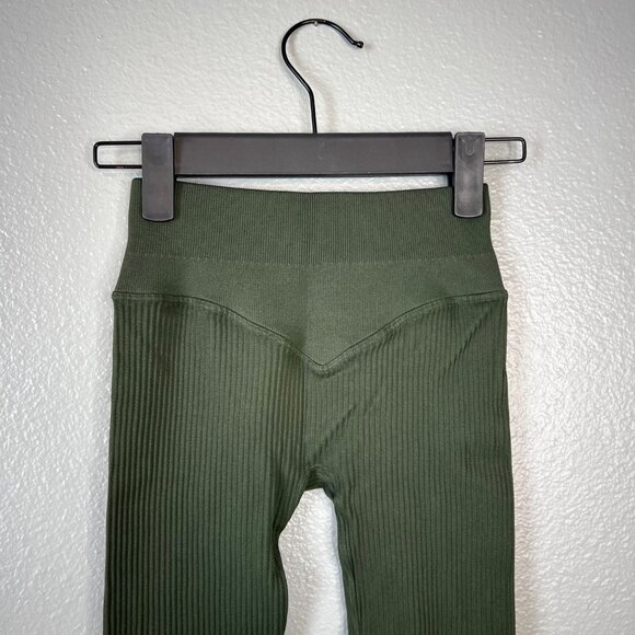 Nux Ribbed Green Compression Leggings Womens Size‎ S NEW - Picture 6 of 7